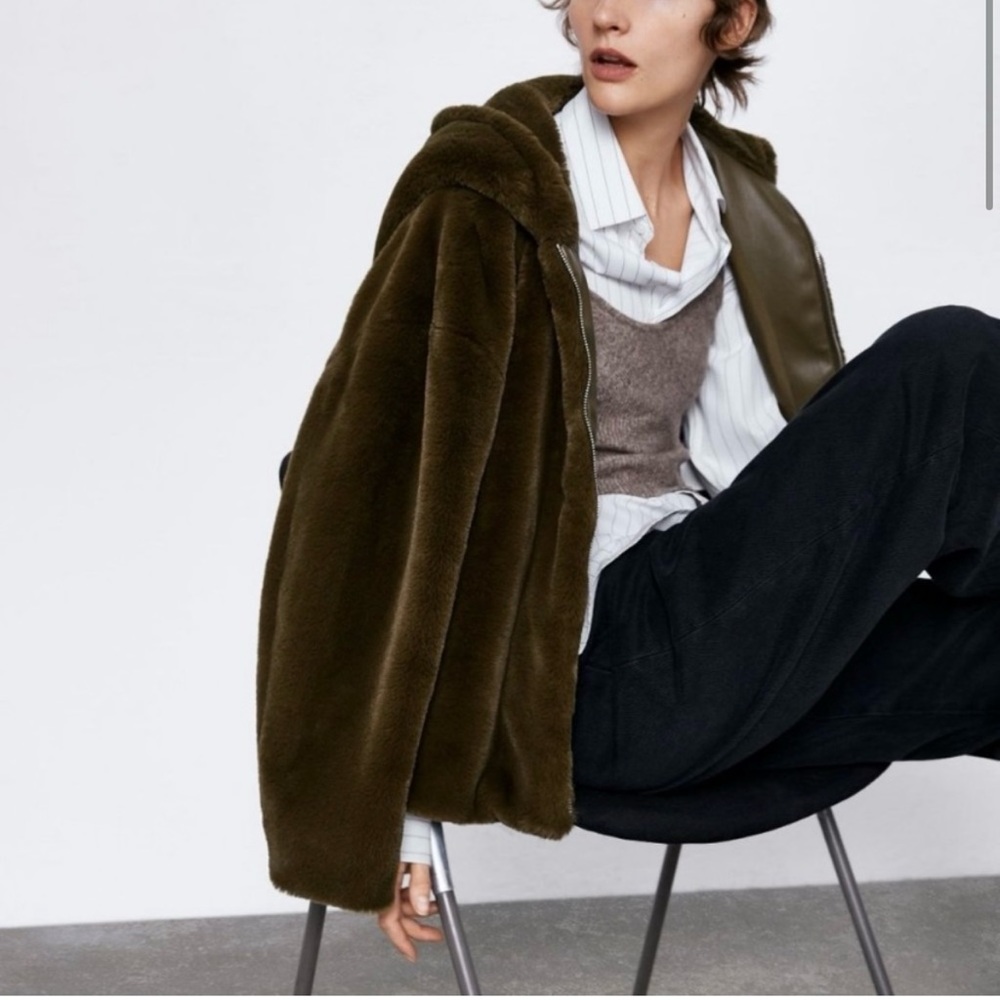 ZARA Faux Fur Hooded Jacket